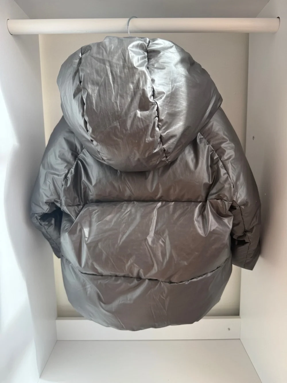 Zara Kids Shiny Charcoal Puffer Jacket with Hood